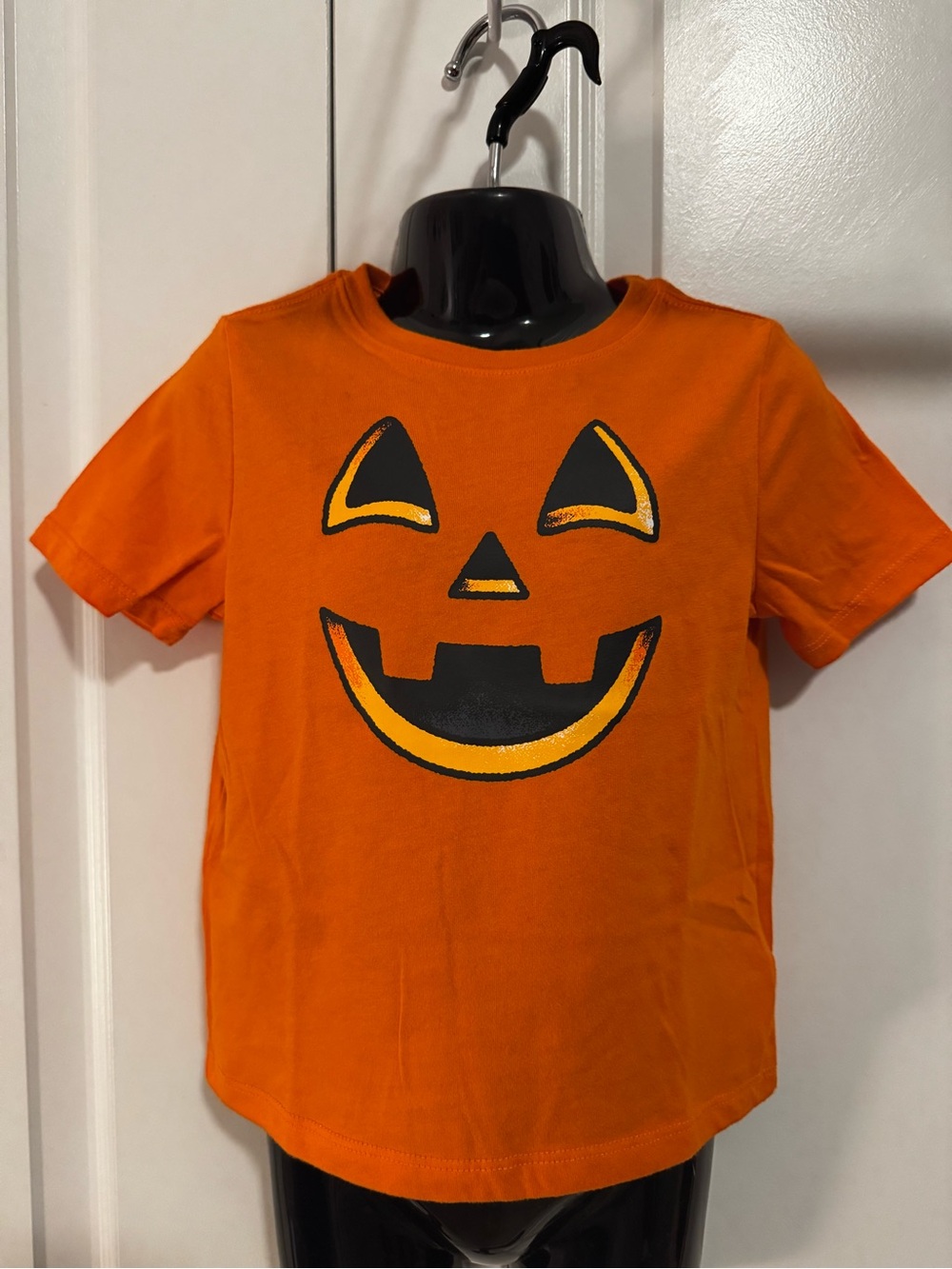 Way to Celebrate Kids Orange Pumpkin Face Halloween Tee
